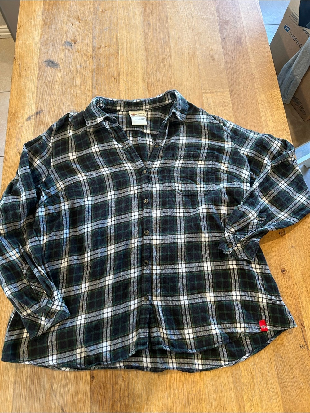 Dickies Black & White Plaid Button-Down Shirt